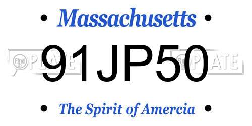 91JP50 Massachusetts License Plate