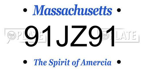 91JZ91 Massachusetts License Plate