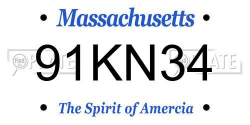 91KN34 Massachusetts License Plate