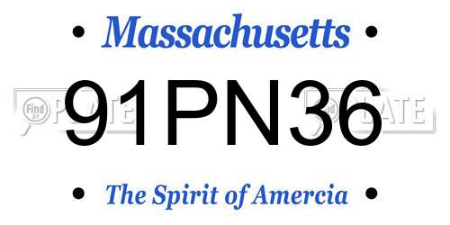 91PN36 Massachusetts License Plate