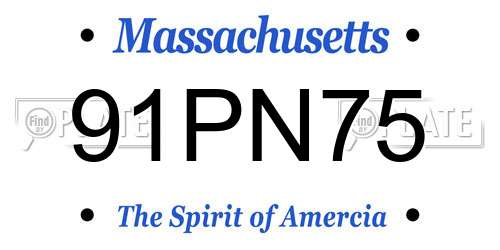91PN75 Massachusetts License Plate
