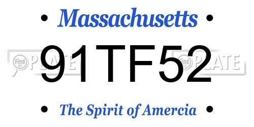 91TF52 Massachusetts License Plate