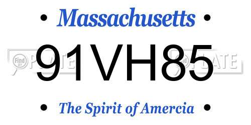 91VH85 Massachusetts License Plate