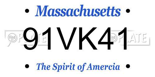 91VK41 Massachusetts License Plate