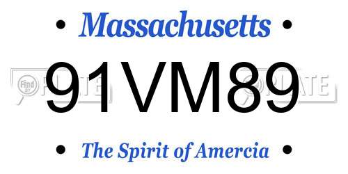 91VM89 Massachusetts License Plate