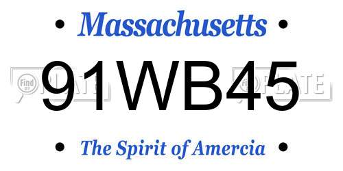 91WB45 Massachusetts License Plate