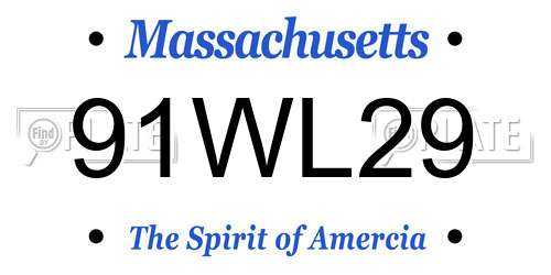 91WL29 Massachusetts License Plate