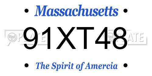 91XT48 Massachusetts License Plate
