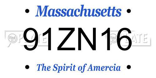 91ZN16 Massachusetts License Plate