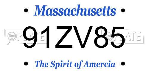 91ZV85 Massachusetts License Plate