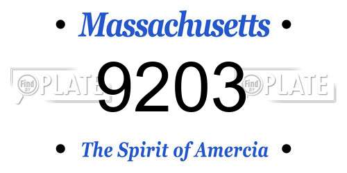 9203 Massachusetts License Plate