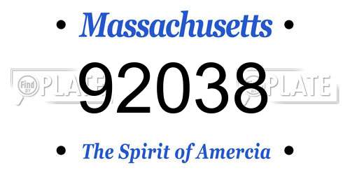 92038 Massachusetts License Plate