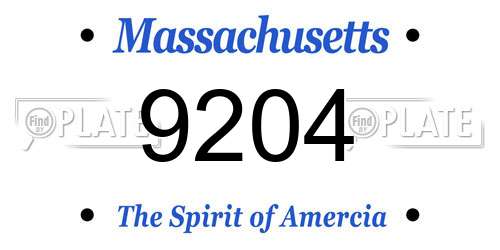 9204 Massachusetts License Plate