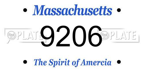 9206 Massachusetts License Plate
