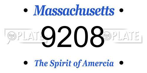 9208 Massachusetts License Plate