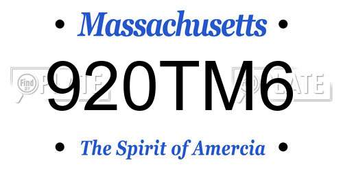 920TM6 Massachusetts License Plate