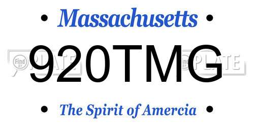 920TMG Massachusetts License Plate