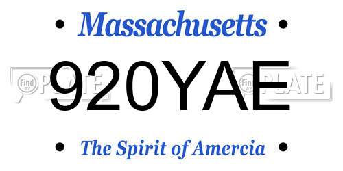 920YAE Massachusetts License Plate