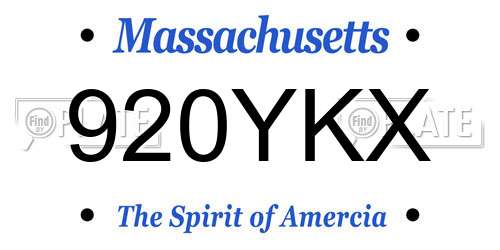 920YKX Massachusetts License Plate