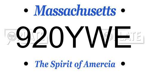 920YWE Massachusetts License Plate