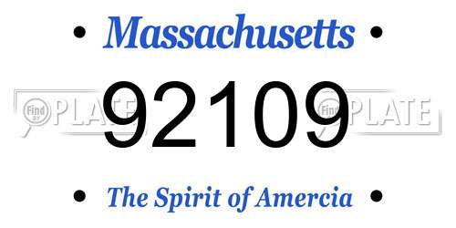 92109 Massachusetts License Plate