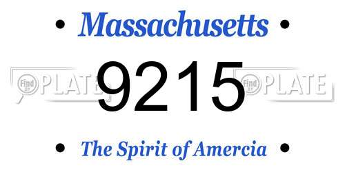 9215 Massachusetts License Plate