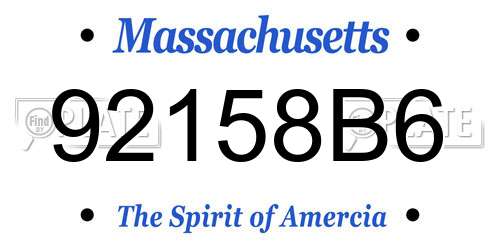 92158B6 Massachusetts License Plate