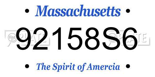 92158S6 Massachusetts License Plate