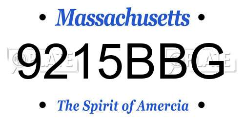 9215BBG Massachusetts License Plate
