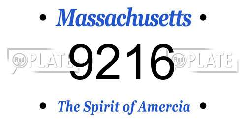9216 Massachusetts License Plate