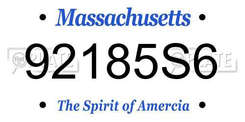 92185S6 Massachusetts License Plate