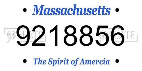 9218856 Massachusetts License Plate