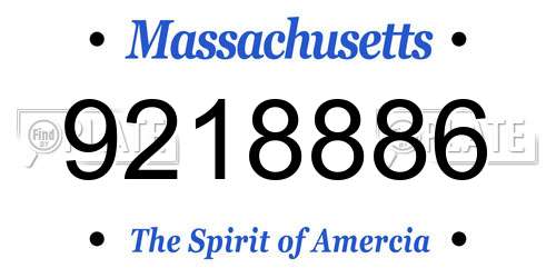 9218886 Massachusetts License Plate
