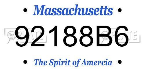 92188B6 Massachusetts License Plate