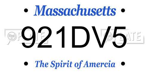 921DV5 Massachusetts License Plate