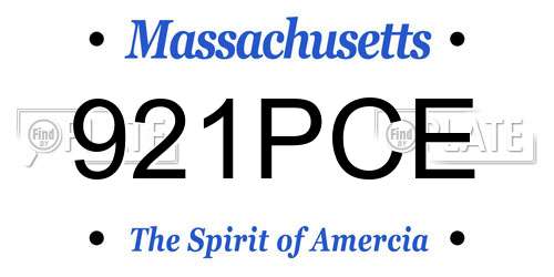 921PCE Massachusetts License Plate