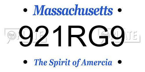 921RG9 Massachusetts License Plate