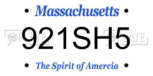 921SH5 Massachusetts License Plate