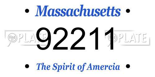 92211 Massachusetts License Plate