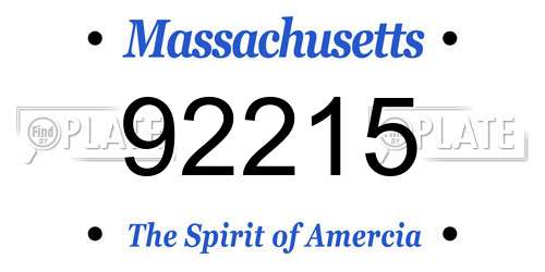 92215 Massachusetts License Plate