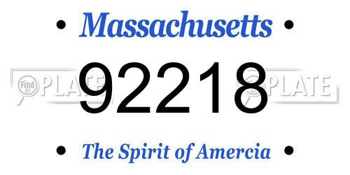 92218 Massachusetts License Plate
