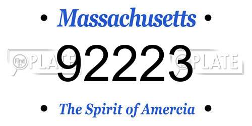 92223 Massachusetts License Plate