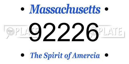 92226 Massachusetts License Plate