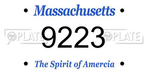 9223 Massachusetts License Plate