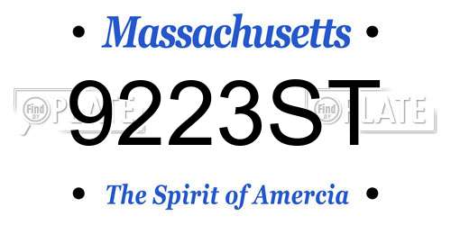 9223ST Massachusetts License Plate