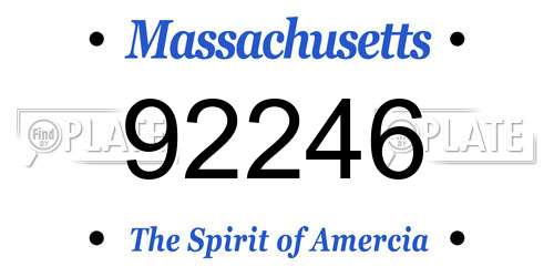 92246 Massachusetts License Plate