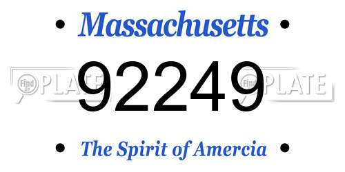 92249 Massachusetts License Plate