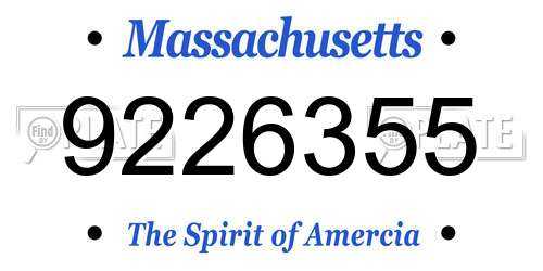 9226355 Massachusetts License Plate