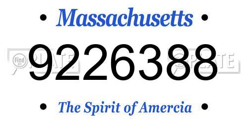 9226388 Massachusetts License Plate