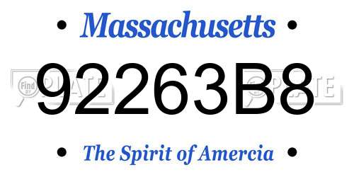 92263B8 Massachusetts License Plate